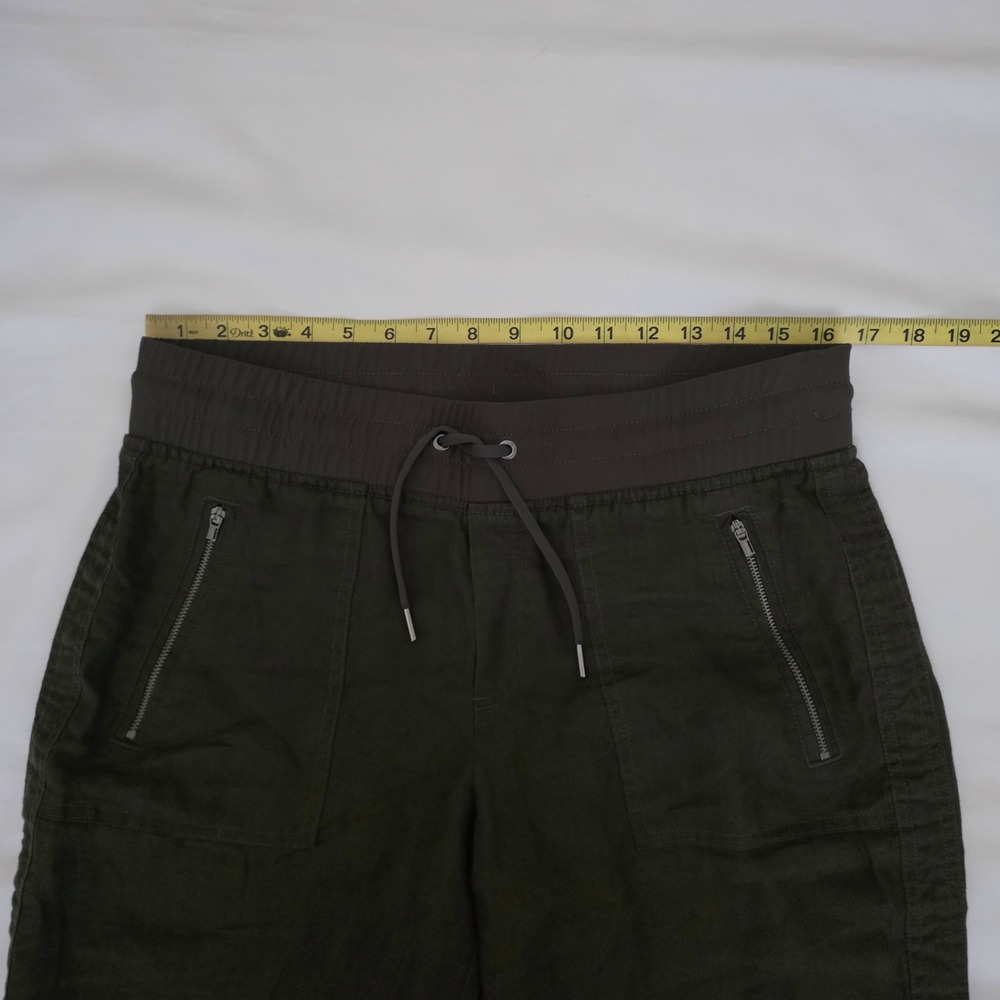 Athleta Dark Olive Green Drawstring Elastic Waist Linen Jogger Pants Size 8 - Picture 7 of 15